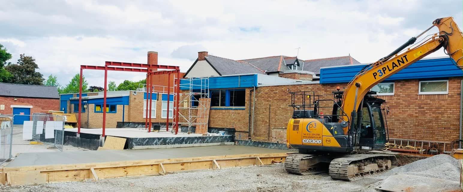P3 Plant excavator working on a medical centre construction site.